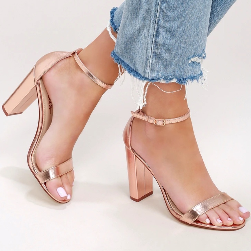 Taylor Rose Gold Ankle Strap Heels